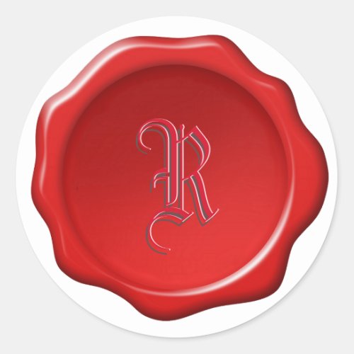 Decorative Monogram on Red Wax Seal Image Sticker