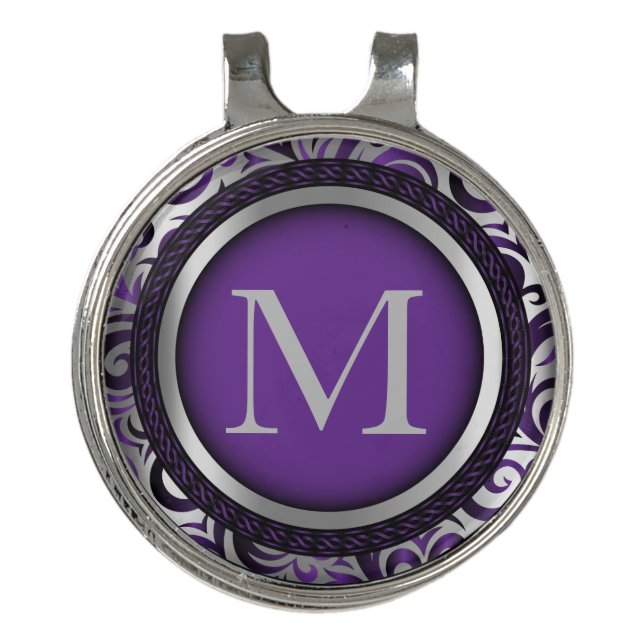 Decorative Monogram - Purple Golf Hat Clip (Front)