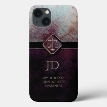 Decorative Monogram | Vintage Scales Of Justice Iphone 13 Case by BestCases4u at Zazzle