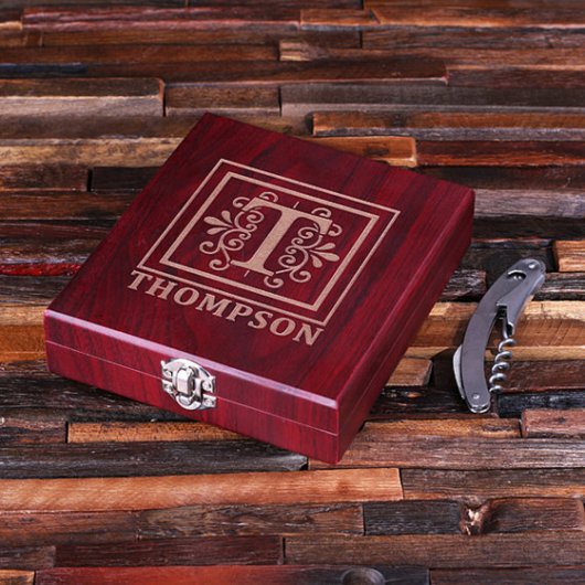 Decorative Monogrammed Gift Box Set and Wine Tools (Top)