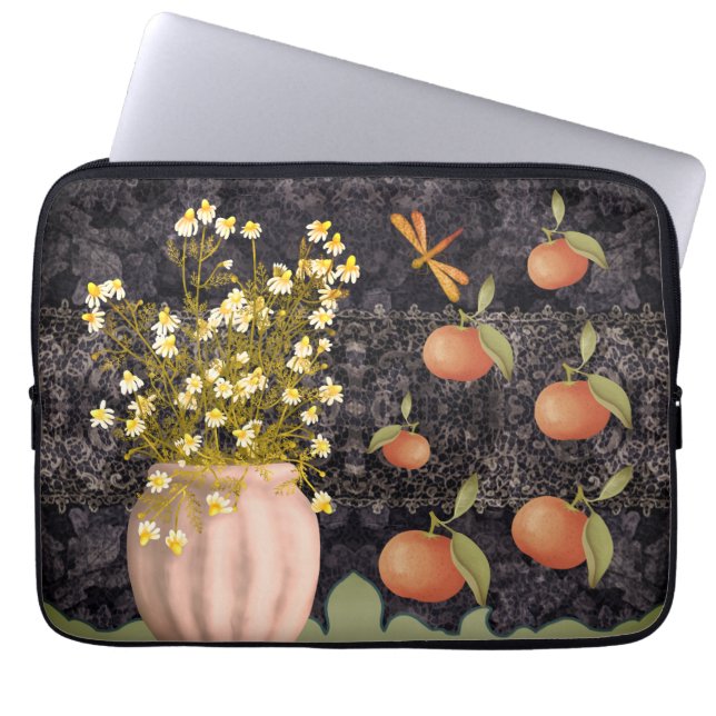 Decorative Moody Floral Laptop Sleeve (Front)