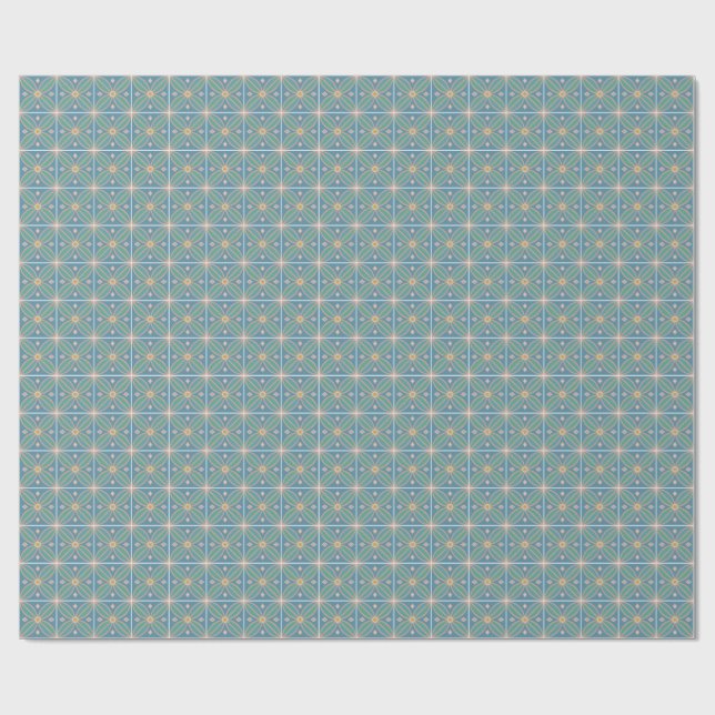 Decorative Moroccan flower tile teal and pinks Wrapping Paper (Flat)