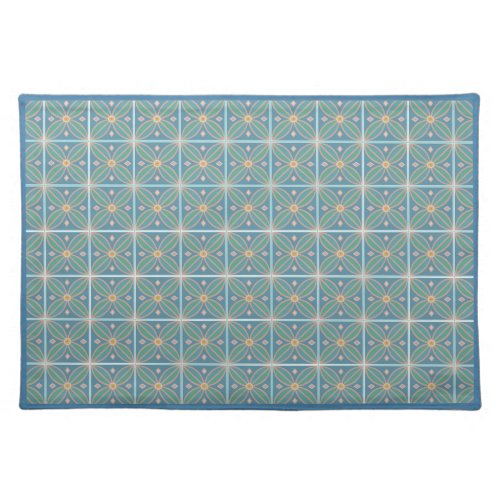 Decorative Moroccan flower tiled teal and pinks Cloth Placemat