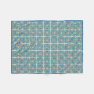 Decorative Moroccan flower tiled teal and pinks Fleece Blanket