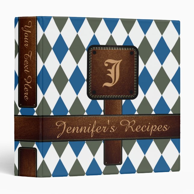 Decorative Mosaic Diamond Pattern #3 3 Ring Binder (Front/Spine)