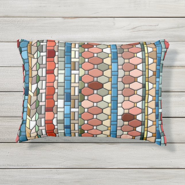 Decorative Mosaic Outdoor Pillow (Back)