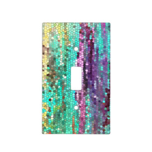 Decorative Mosaic purple and teal light switch Cover