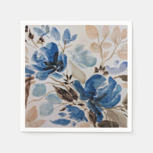 Decorative Napkins (Blue Watercolor Floral Design)
