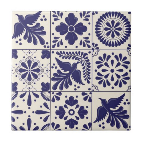 Decorative Nile Blue Mexican Traditional Talavera  Ceramic Tile