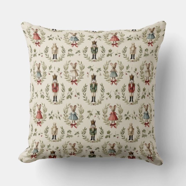 Decorative Nutcracker Pattern Throw Pillow (Front)