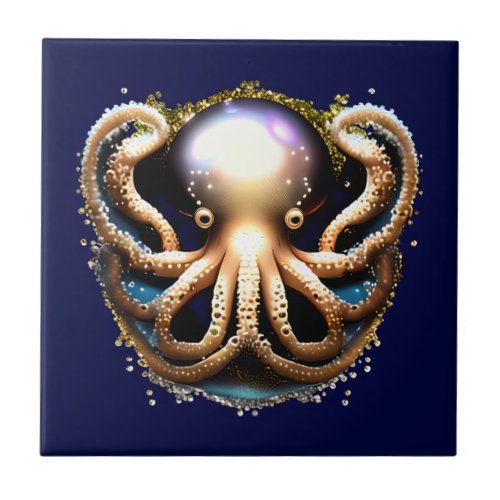 Decorative octopus under the sea creature glam ceramic tile