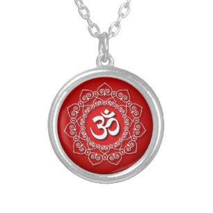 Decorative Om Design Silver Plated Necklace