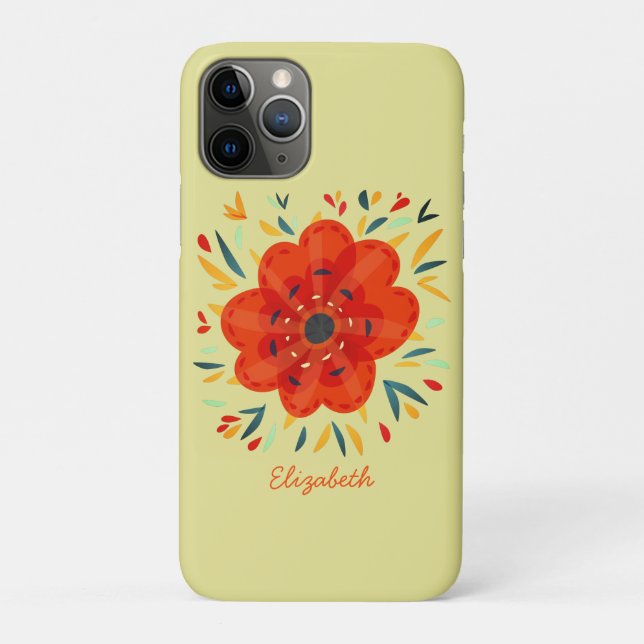 Decorative Orange Flower Abstract Botanical Name Case-Mate iPhone Case (Back)