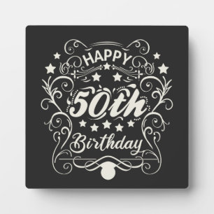 Decorative ornamental Happy 50th Birthday. Plaque