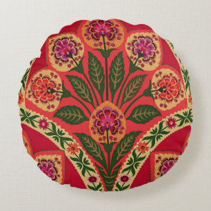 Decorative ornamental oriental style seamless flor round pillow