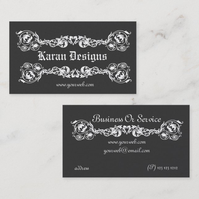 Decorative Ornate Classic Royal Motif Design Business Card (Front/Back)