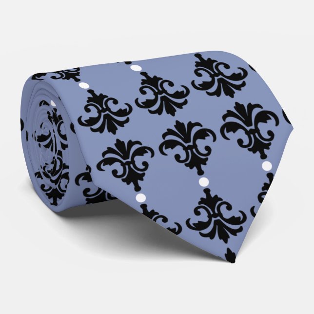 Decorative Ornate Damask Stripe Tie (Rolled)