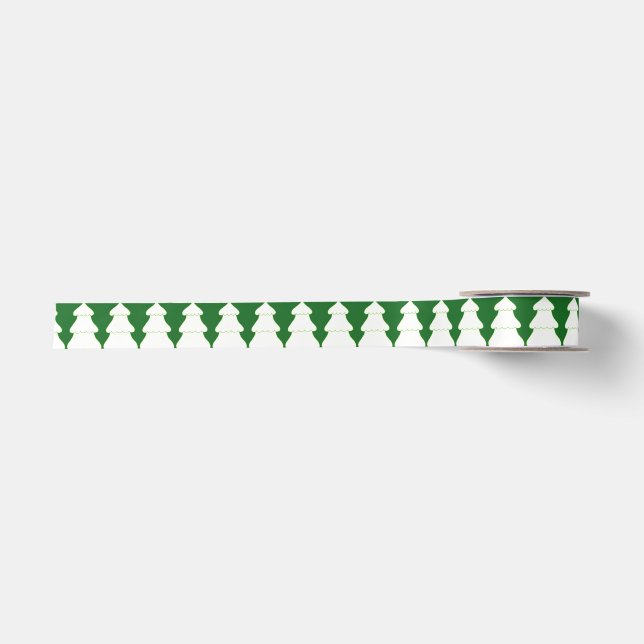 Decorative Outline Drawing Christmas Trees Ribbon (Front)
