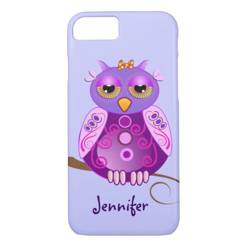 Decorative Owl  Custom Name iPhone 87 Case