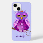 Decorative Owl &amp; Custom Name Case-Mate iPhone 14 Case