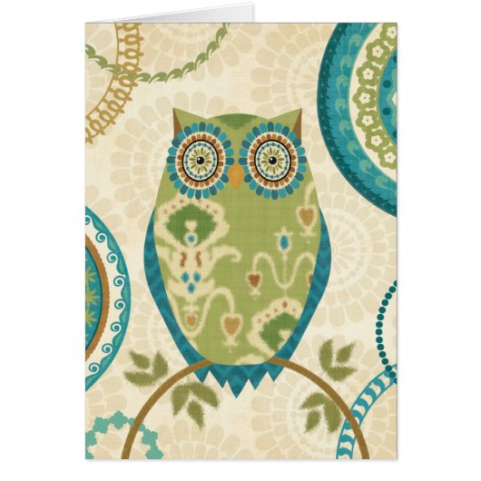 Decorative Owl with Circular Designs Cards (Front)
