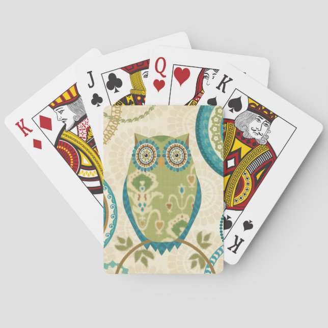 Decorative Owl with Circular Designs Poker Cards (Back)
