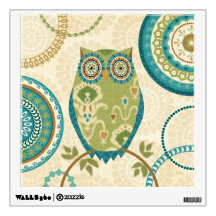 Decorative Owl with Circular Designs Wall Decal