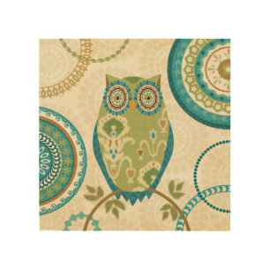 Decorative Owl with Circular Designs Wood Wall Decor