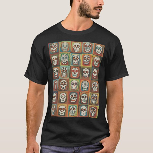 Decorative paint Skull Collection Mexican Folk T-Shirt (Front)