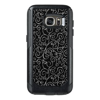 Decorative Painted White Curves on Black OtterBox Samsung Galaxy S7 Case