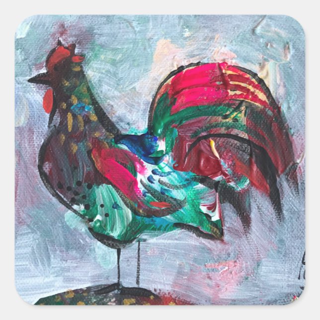 Decorative painting acrylic bird  stone coaster square sticker (Front)