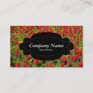 Decorative Panel 01 - Black - Red Tulips Business Card