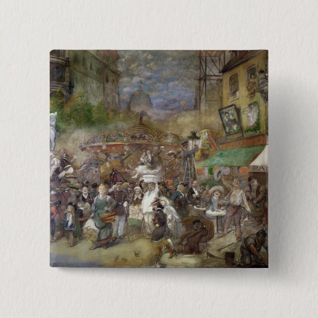 Decorative panel depicting Paris Pinback Button (Front)