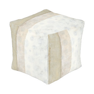 Decorative Panel Painting in Neutral Colors Pouf