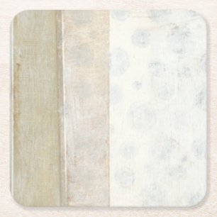 Decorative Panel Painting in Neutral Colors Square Paper Coaster
