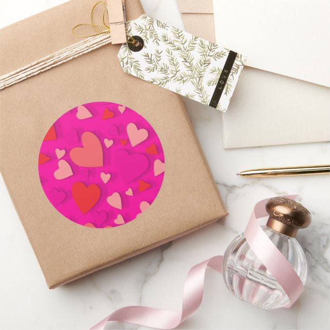 Decorative paper heart 2 classic round sticker (Gifting)