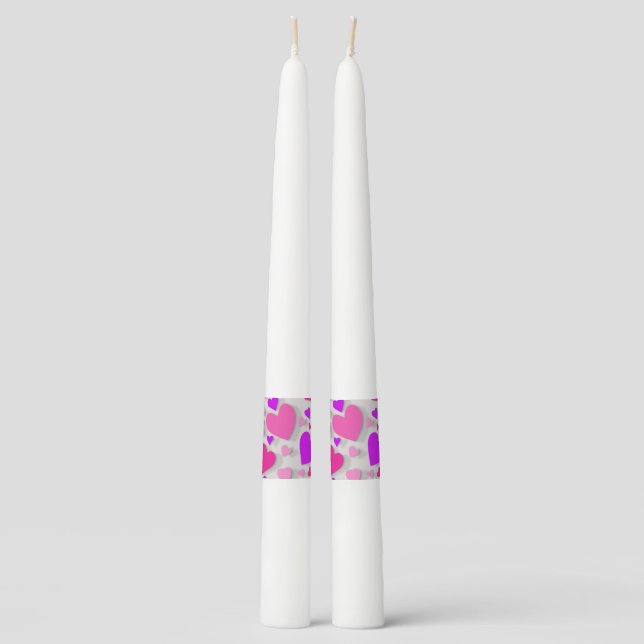 Decorative paper heart 3 taper candle (Front)