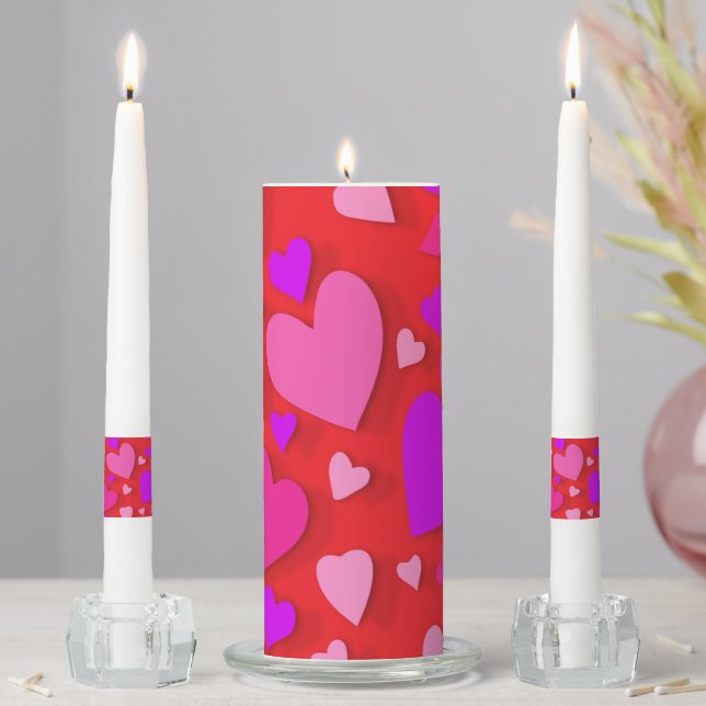 Decorative paper heart 5 unity candle set (In Situ)
