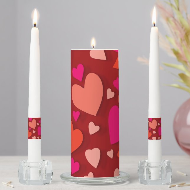 Decorative paper heart 6 unity candle set (In Situ)
