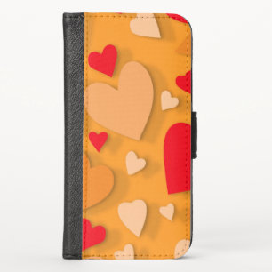 Decorative paper heart 7 iPhone XS wallet case