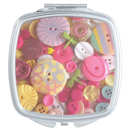 Decorative Pastel Buttons Makeup Mirror