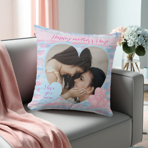 Decorative pastel Mother’s Day photo Throw Pillow