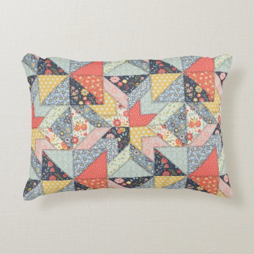 Decorative Patchwork Pattern and Array of Colors   Accent Pillow