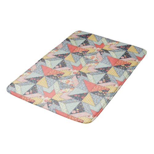 Decorative Patchwork Pattern and Array of Colors   Bath Mat