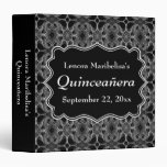 Decorative Pattern Black And White Quinceanera Binder at Zazzle
