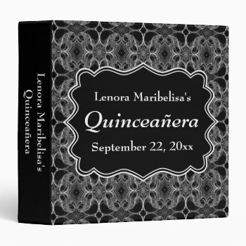 Decorative Pattern Black And White Quinceanera Binder by Metarla_Occasions at Zazzle