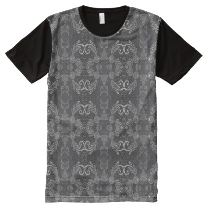 Decorative Pattern Black Gray Elegant All-Over-Print Shirt