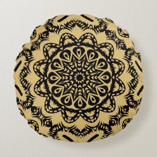 Decorative pattern in oriental style. Color in boo Round Pillow
