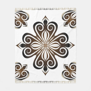 Decorative pattern of brown baroque motif with Flo Fleece Blanket