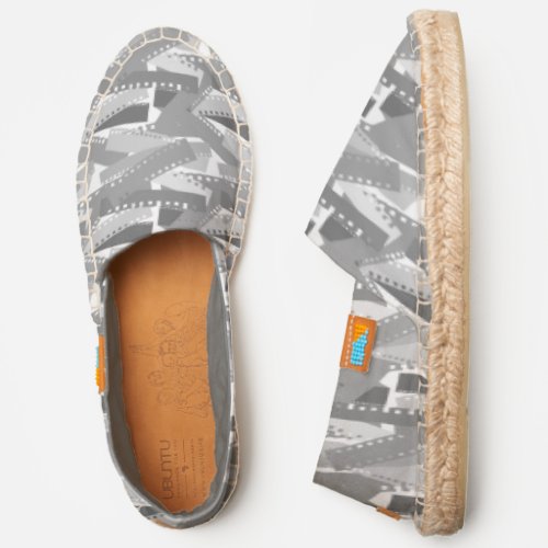 Decorative Pattern Of Film Stripes Of Gray Color Espadrilles